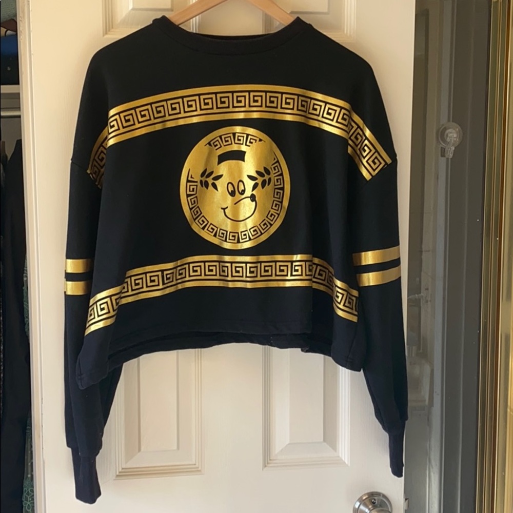Lazy Oaf black cropped Versace like sweatshirt